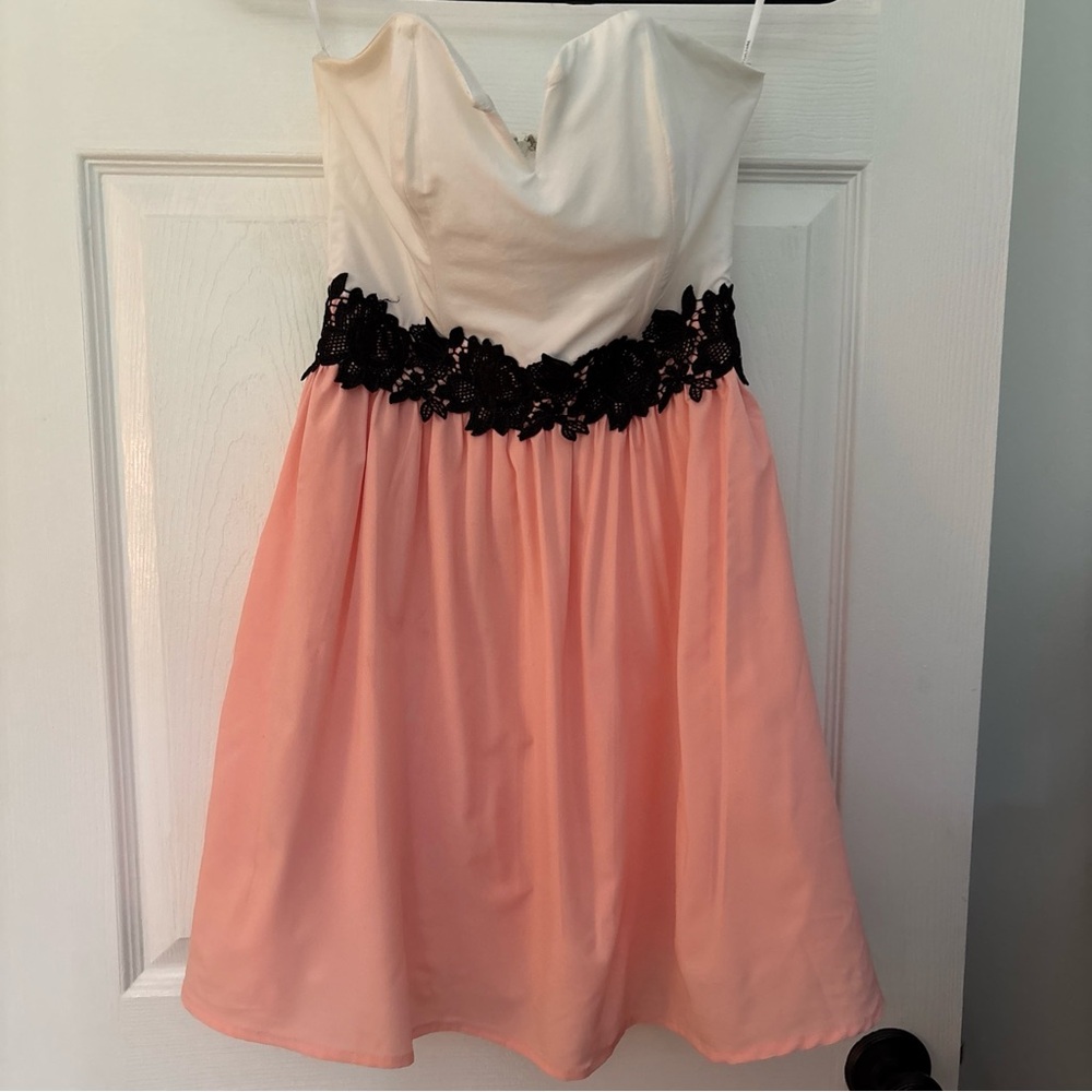 Love Culture Kids Dress in Cream and Pink with Black Lace size 14
